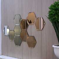 آینه دیواری شش ضلعی تراشدار ایران گلسکو مدل VESPA بسته 10 عددی