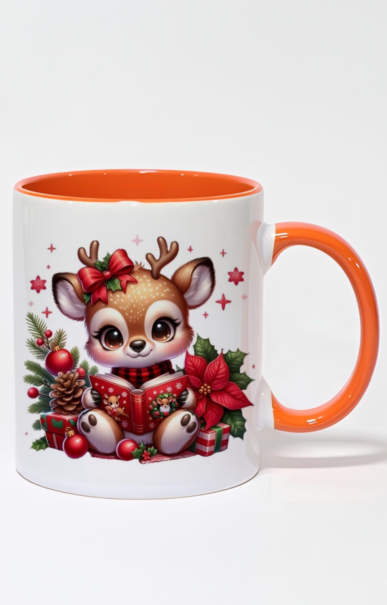 ماگ دسته و داخل رنگی طرح گوزن کد 10563