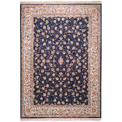 فرش ماشینی زمرد مشهد طرح افشان زمینه آبی تیره