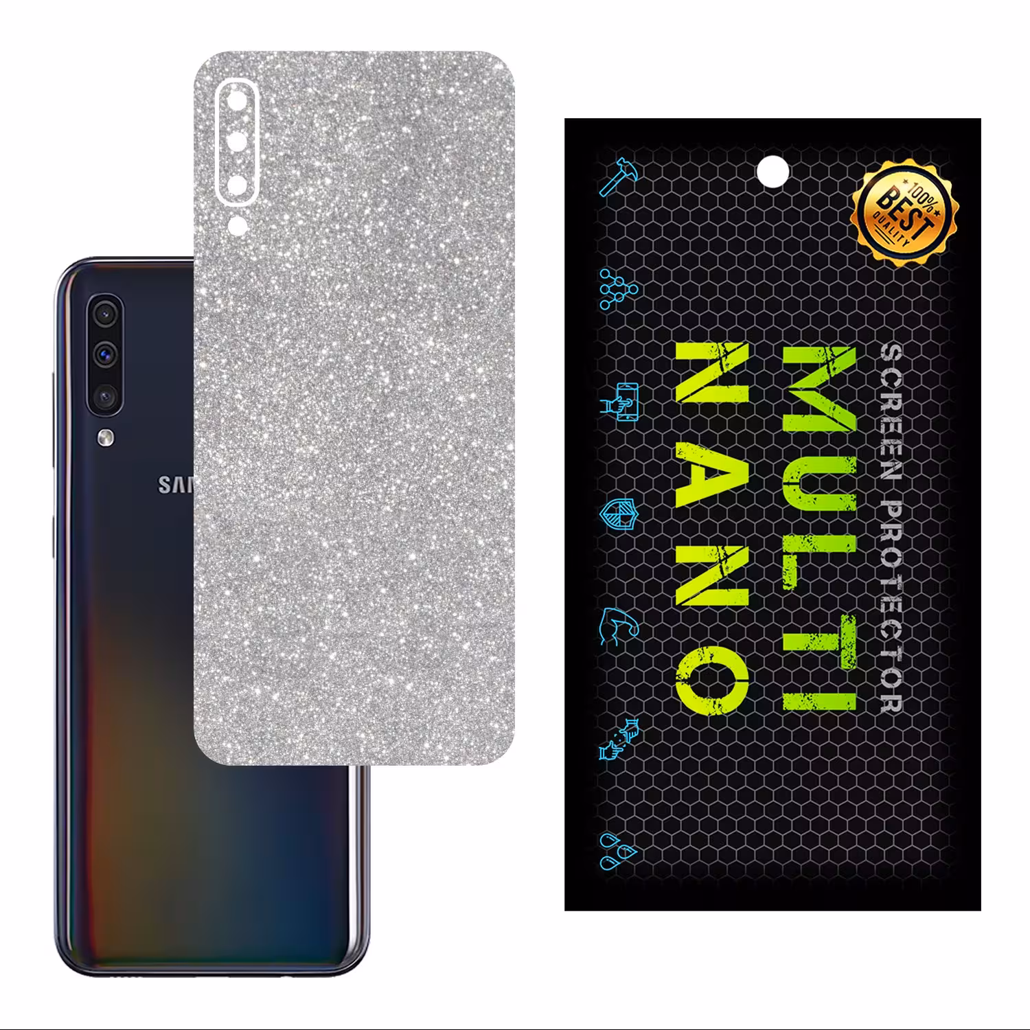 برچسب پوششی مولتی نانو مدل X-F1G برای موبایل سامسونگ Galaxy A50 رنگ نقره ای