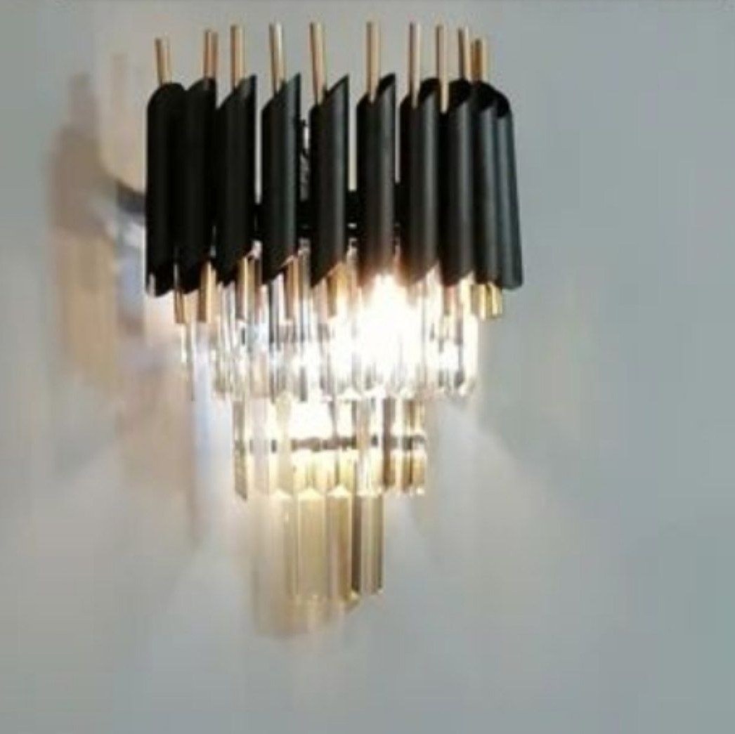 لوستر آویز دیواری کریستالی لوله ای مشکی20(ارسال با باربری و پس کرایه)