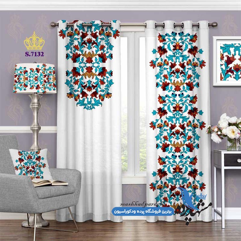 پرده پانچ طرح گلدار کد s-7132