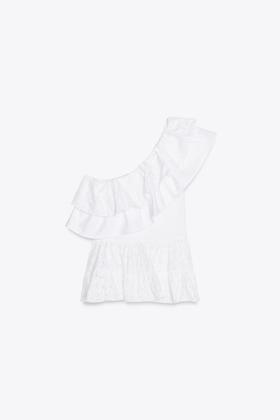 لباس زنانه زارا ASYMMETRIC EMBROIDERED TOP | تهران زارا TehranZara