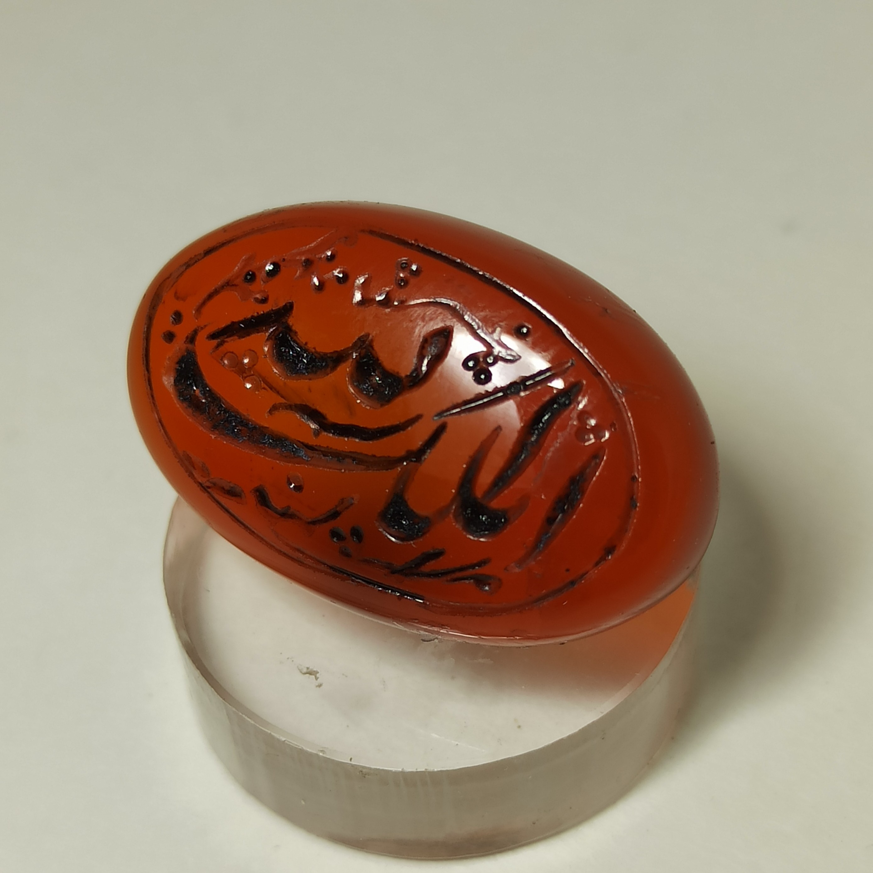 عقیق خطی کد (22) حکاکی الملک الله عقیق معدنی سنگ فاخر تراش دست حکاکی دست 