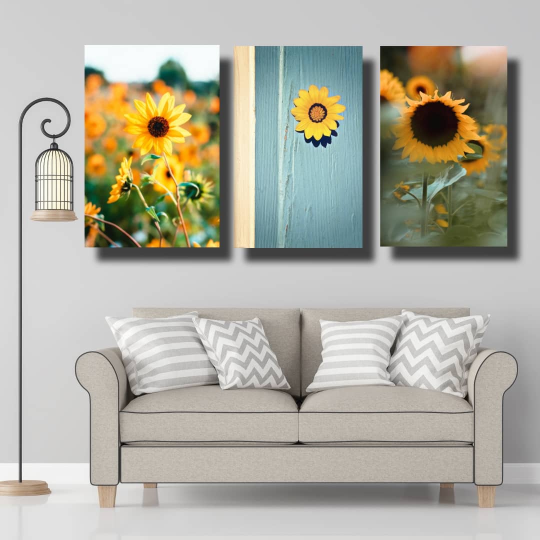 تابلو شاسی طرح گل آفتاب گردان مدل ۲۱۴ مجموعه 3 عددی 