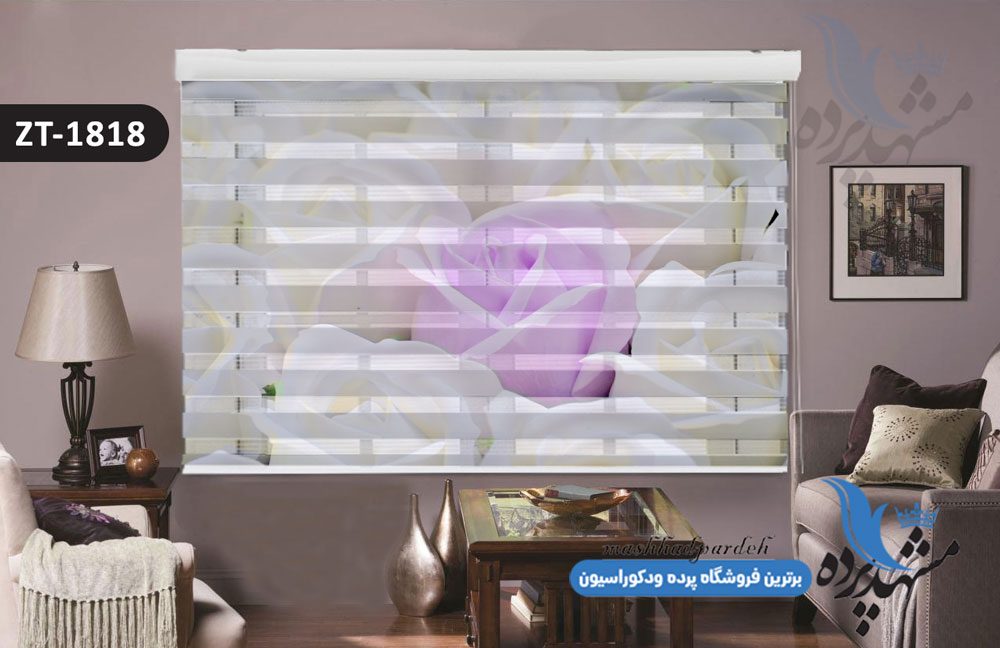 پرده زبرا تصویری چاپی طرح گل رز کد ZT1818