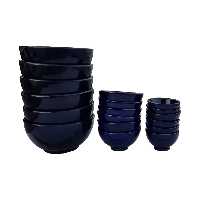 ست  کاسه و پیاله 18 پارچه سفالی مدل الماس