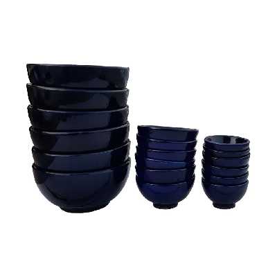 ست  کاسه و پیاله 18 پارچه سفالی مدل الماس