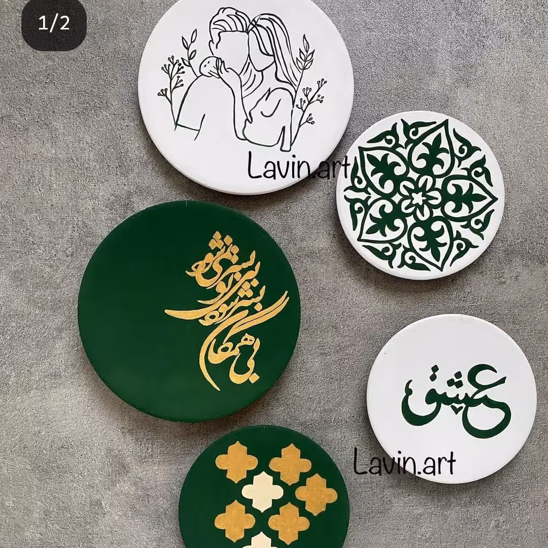 ست پنج تیکه دیوارکوب طرح سنتی سفالی سایز  15 در 15 و 10 در 10 