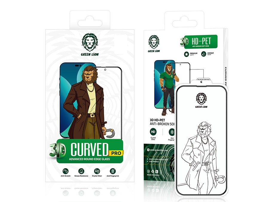 محافظ صفحه نمایش شیشه ای آیفون 14 پرو مکس گرین Green iPhone 14 Pro Max 3D Curved Pro Glass