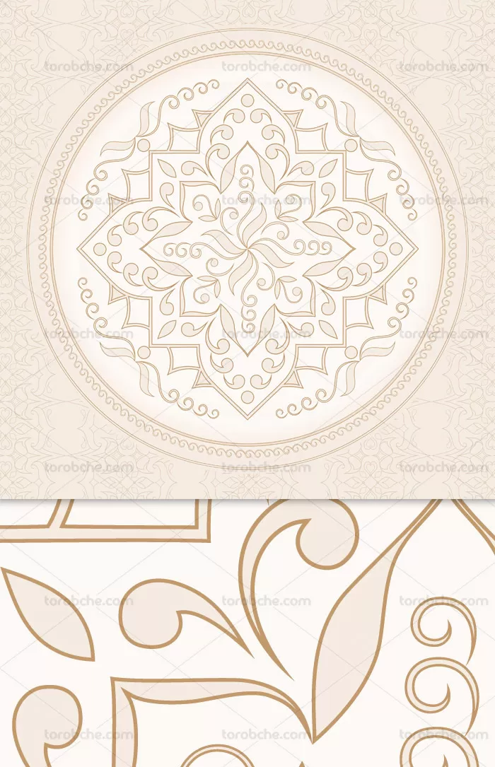 وکتور طرح دورانی با نقش و نگار سنتی قدیمی | گرافیک با طعم تربچه