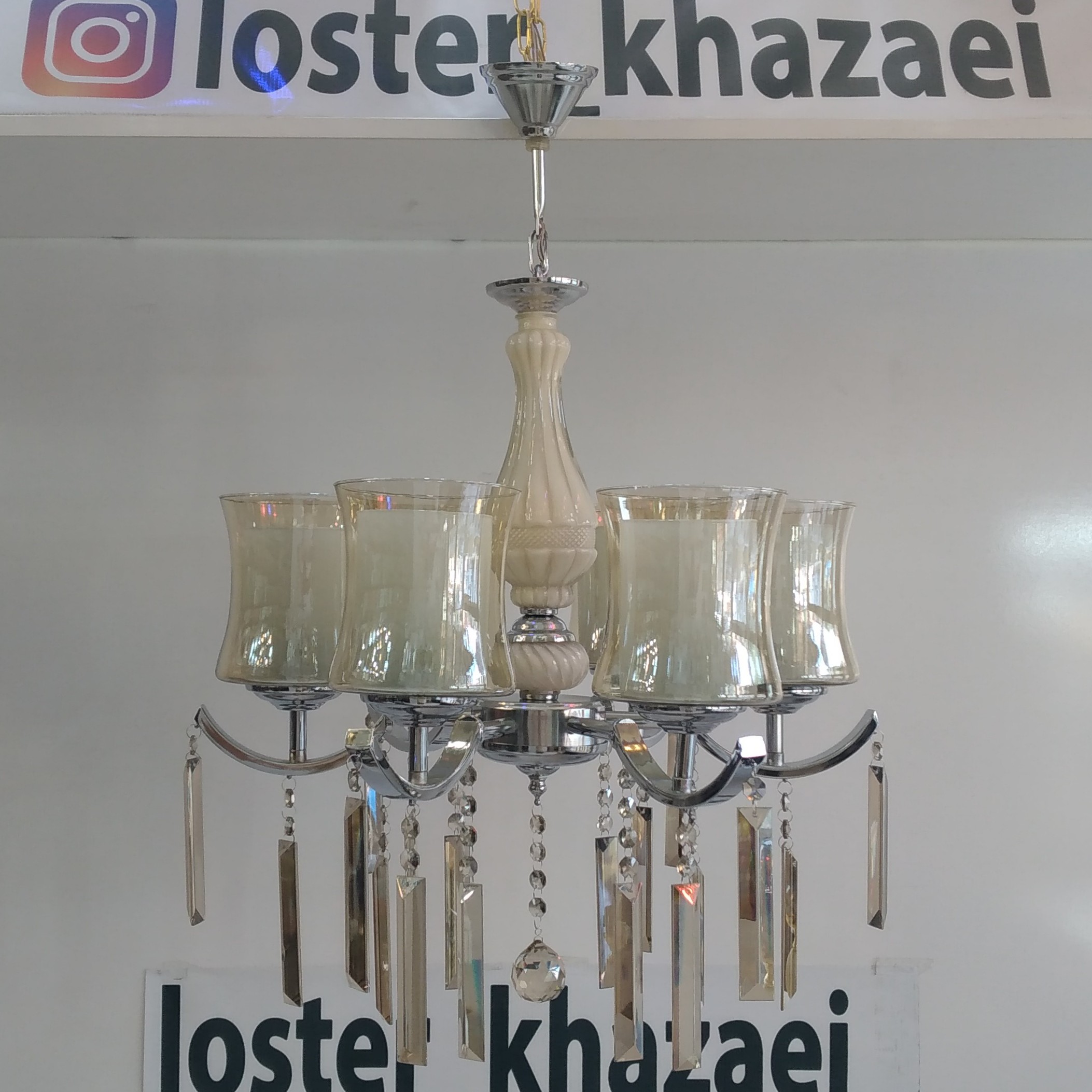 لوستر پذیرایی لوستر 6 شاخه یلدا نقره ای (پسکرایه)