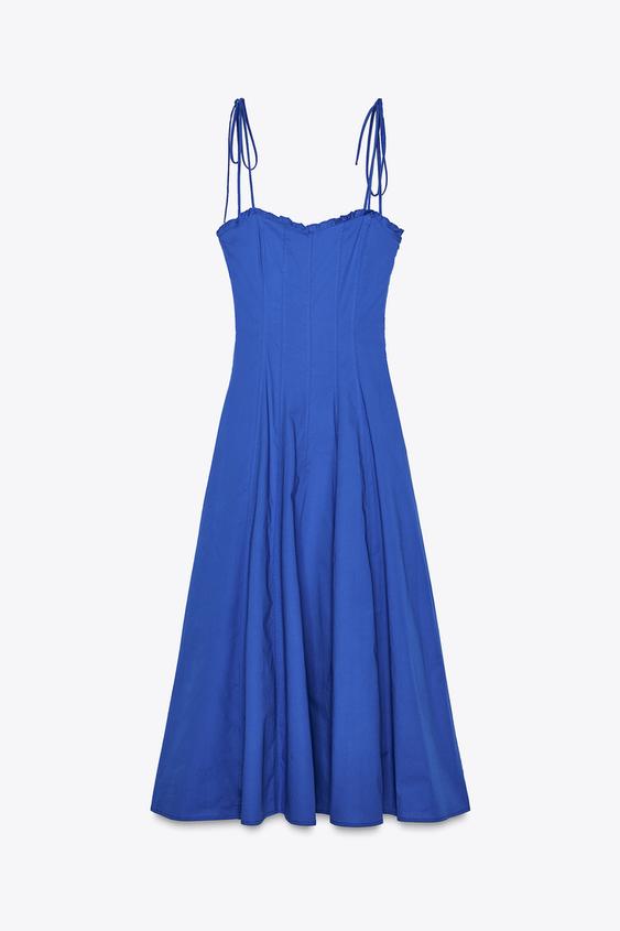 لباس میدی زنانه زارا MIDI POPLIN DRESS WITH BOWS | تهران زارا TehranZara