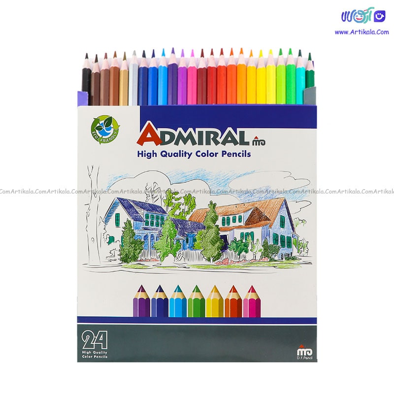 مداد رنگی 24 رنگ جعبه مقوایی آدمیرال Admiral