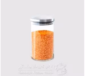 بانکه استوانه شیشه ای درب بامبو سایز 5 کد 90712