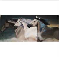 تابلو نقاشی رنگ روغن طرح فرار اسبها کدekt _15