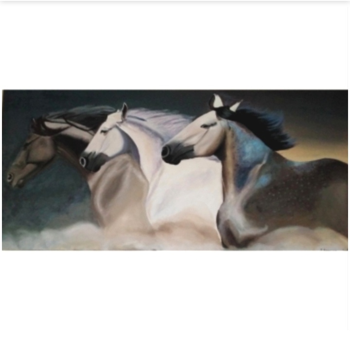 تابلو نقاشی رنگ روغن طرح فرار اسبها کدekt _15