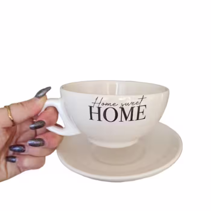 فنجان و نعلبکی مدل Home کد 12 مجموعه دو عددی