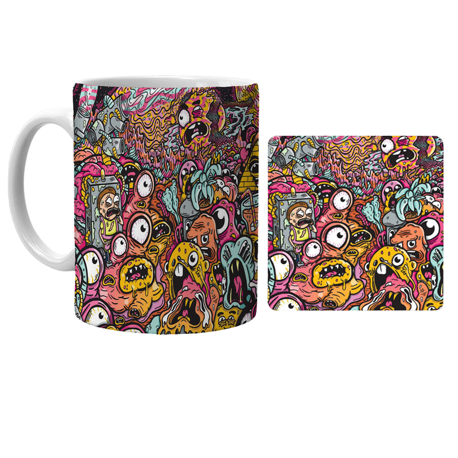 ماگ مدل ریک اند مورتی کد xm8 همراه با زیرلیوانی