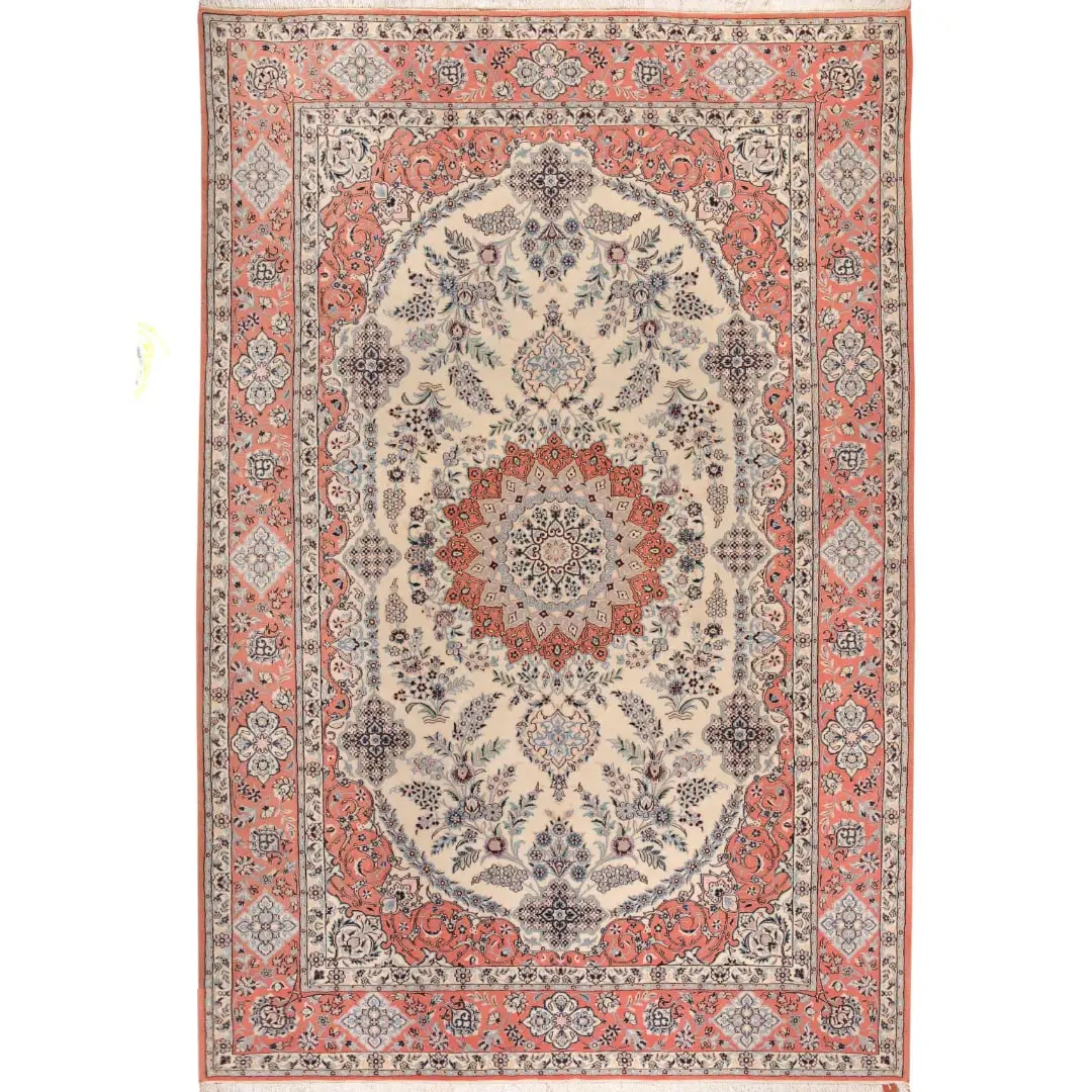 فرش دستباف 6 متری نایین مدل لچک ترنج کد 23 یک جفت