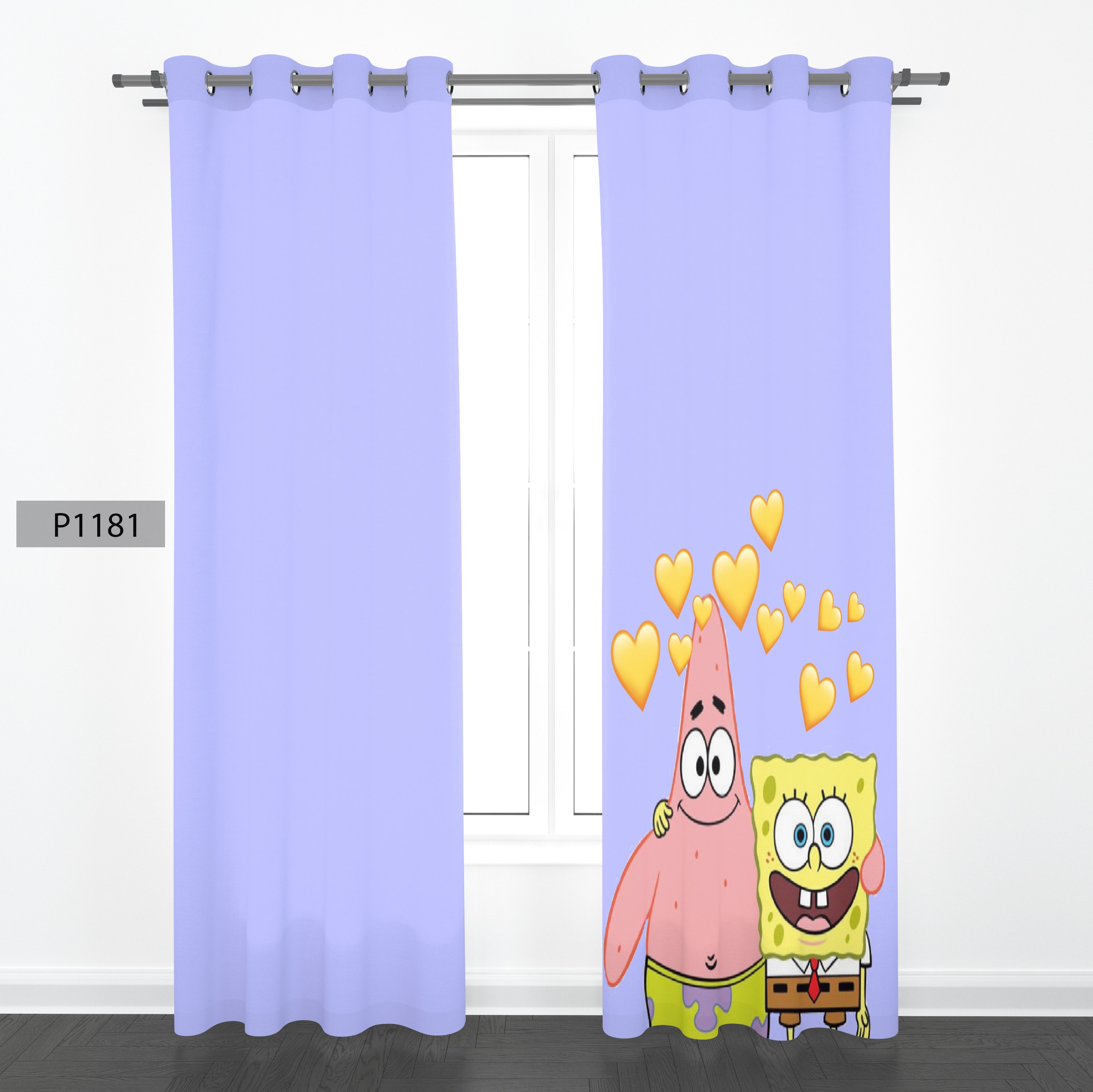 پرده هازان چاپی دو قواره دوخته شده پانچ شده هر قواره عرض 140ارتفاع190کد1181