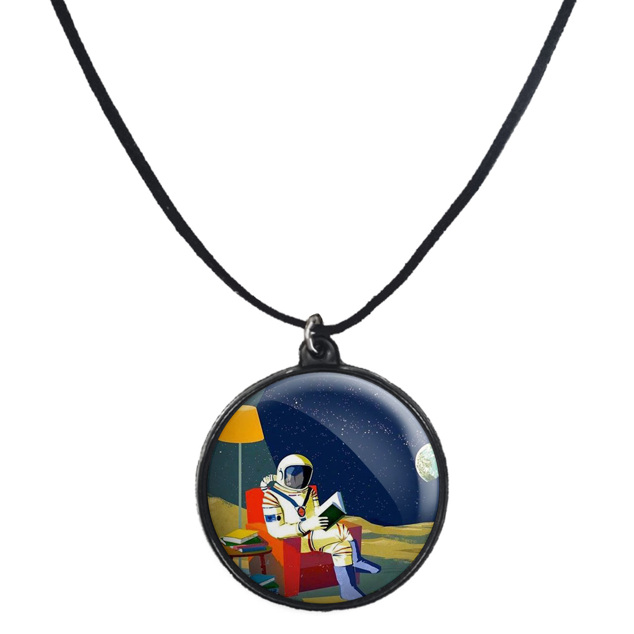 گردنبند پرمانه طرح فضانورد کد pmb.4211 مدل دو طرفه