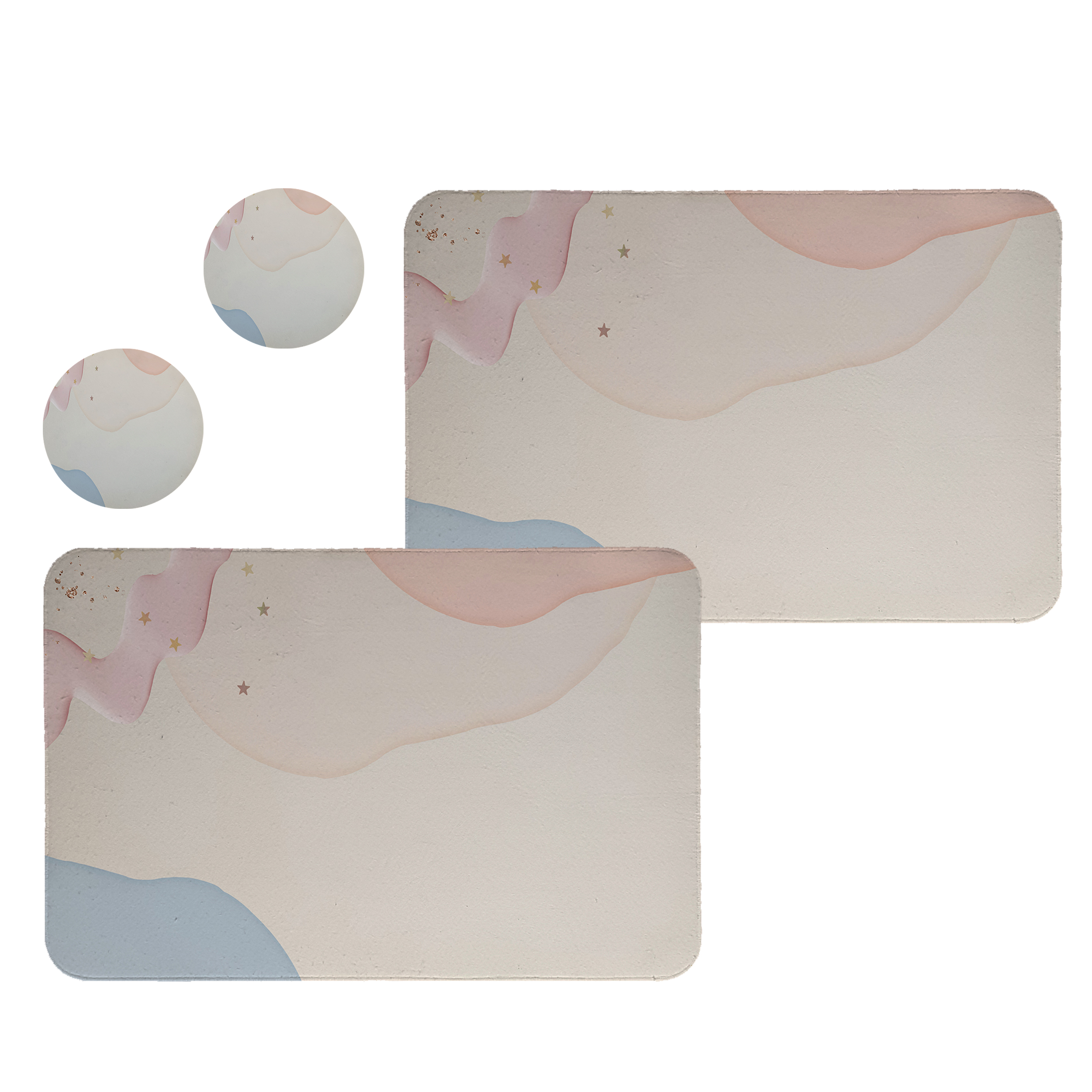 زیربشقابی طرح آبرنگی کد 8524 مجموعه 2عددی همراه زیر لیوانی