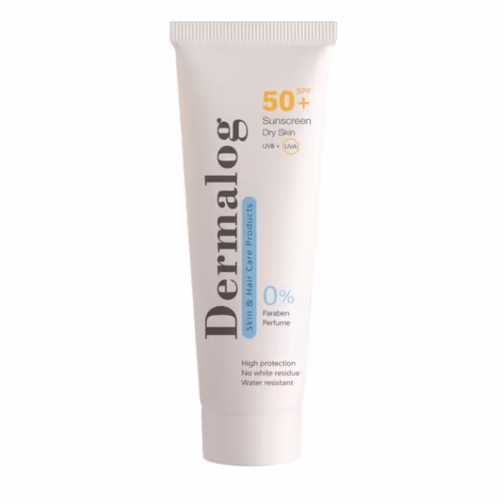 کرم ضد آفتاب SPF50 بی رنگ درمالوگ مناسب پوست خشک حجم 50 میلی لیتر