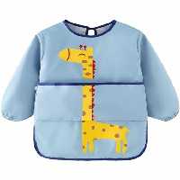 پیشبند جیب دار و آستین دار مشمایی کودک