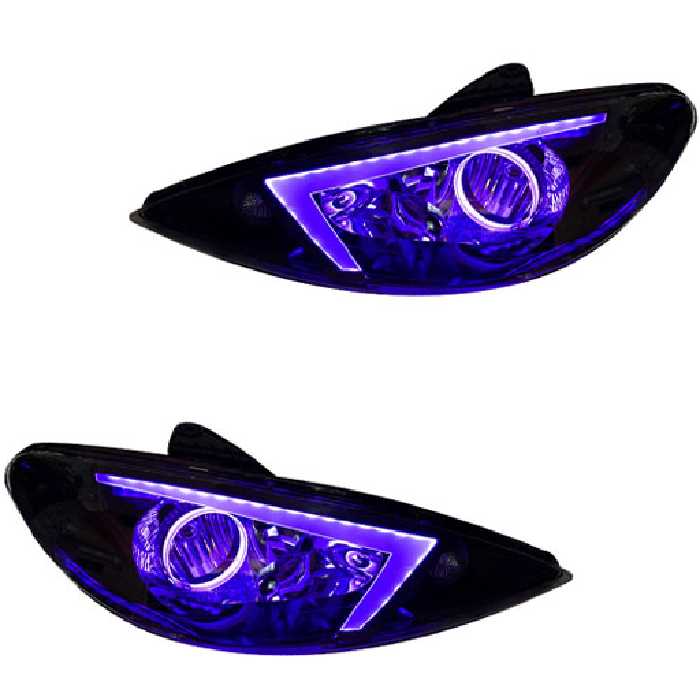 خرید چراغ جلو اسپرت پژو 206 مدرن مدل NX بنفش داخل مشکی دوعددی | اتوموبی