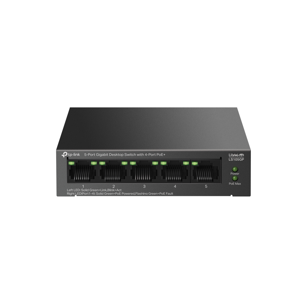 Tplink LS105GP New 5-Port Gigabit Desktop Switch with 4-Port PoE - تکنو لینک 148