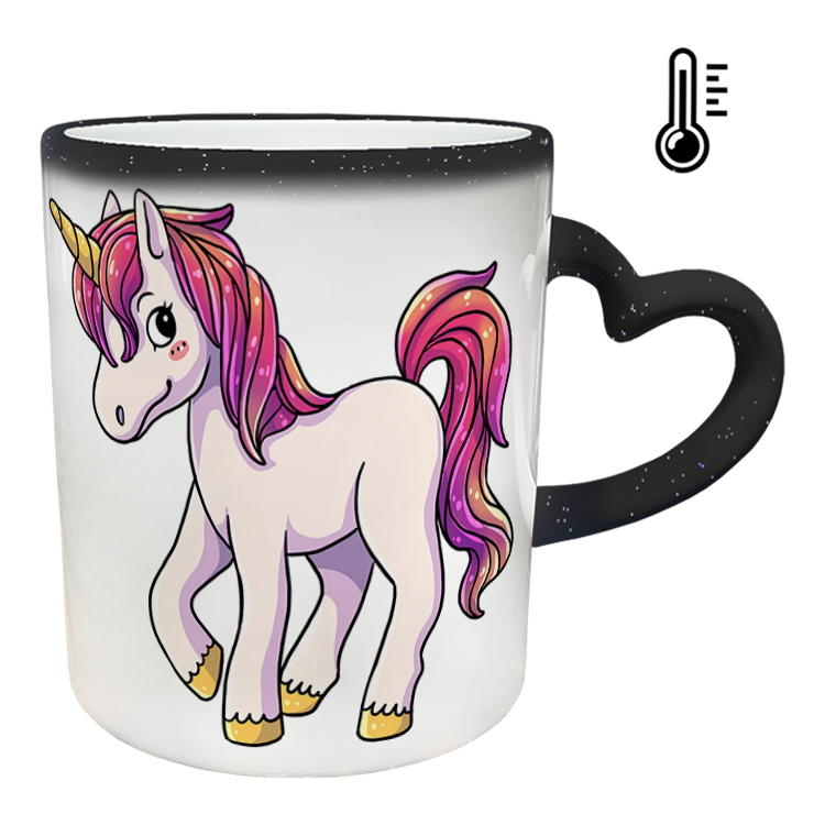 ماگ حرارتی مدل دسته قلبی اکلیلی طرح یونیکورن کد 51