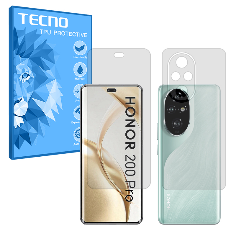 گلس صفحه نمایش و پشت گوشی آنر 200 Pro مدل هیدروژلی شفاف برند تکنو کد SS