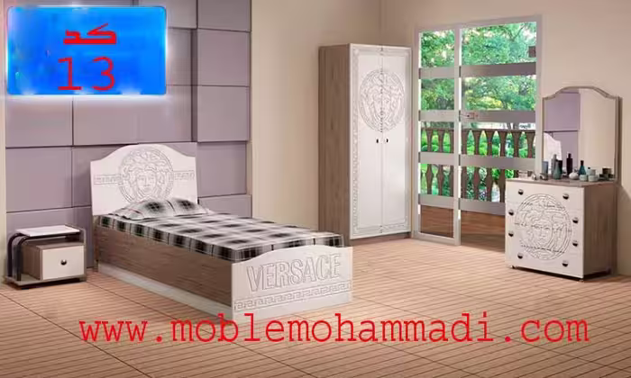 سرویس خواب جوان کد 13 شامل تخت/ پاتختی/ میز ارایش/ کمد