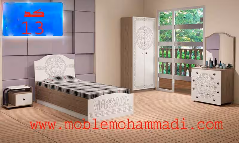 سرویس خواب جوان کد 13 شامل تخت/ پاتختی/ میز ارایش/ کمد