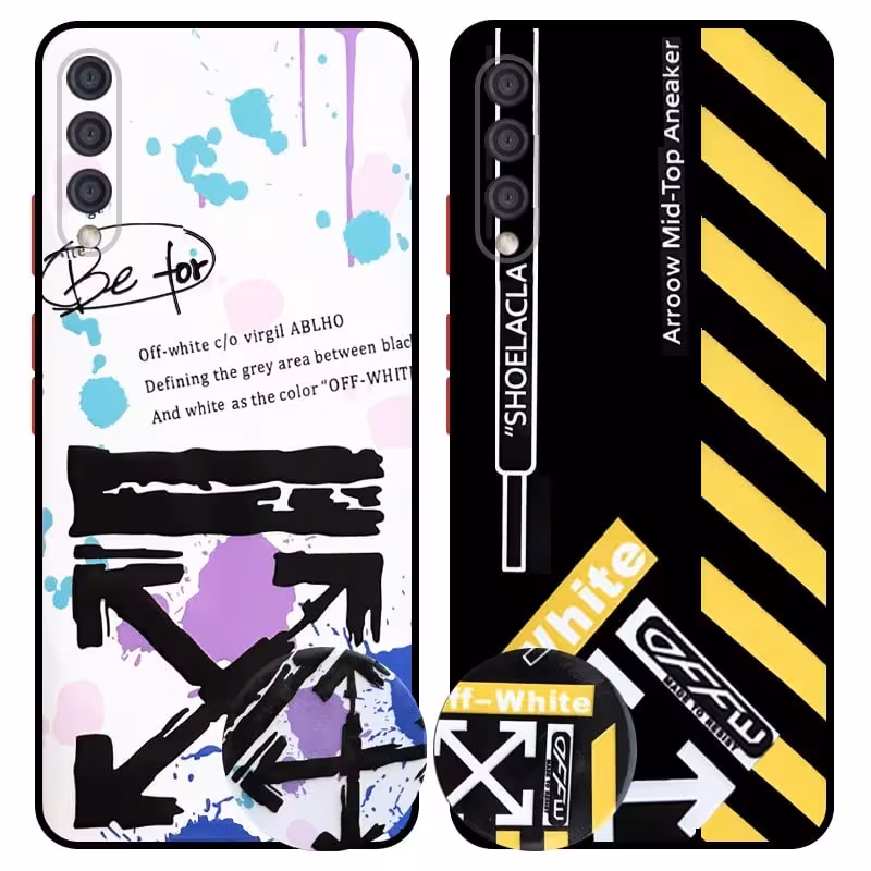 کاور فانتزی طرحدار دخترانه و پسرانه مناسب برای گوشی Samsung Galaxy A50 / A50S / A30S مدل محافظ لنزدار به همراه پاپ سوکت طرح آف وایت OFF WHITE CASE