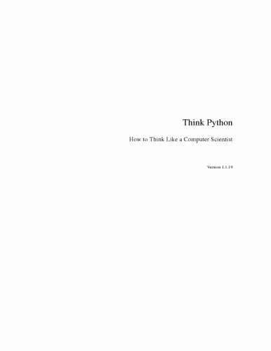 خرید و دانلود نسخه کامل کتاب Think Python: An Introduction to Software Design: How To Think Like A Computer Scientist