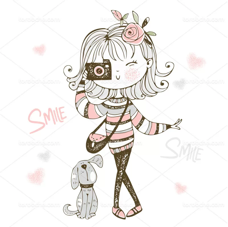 وکتور کاراکتر دختر عکاس | گرافیک با طعم تربچه