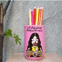 جامدادی دخترونه صورتی طرح دختر پاییزی هدیه روز دختر(سایز 6در10)