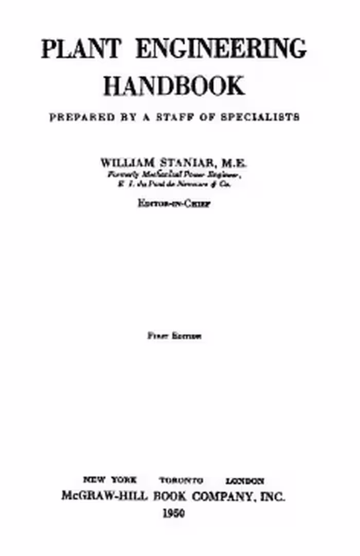 خرید و دانلود نسخه کامل کتاب Plant Engineering Handbook BY Staniar - Pdf