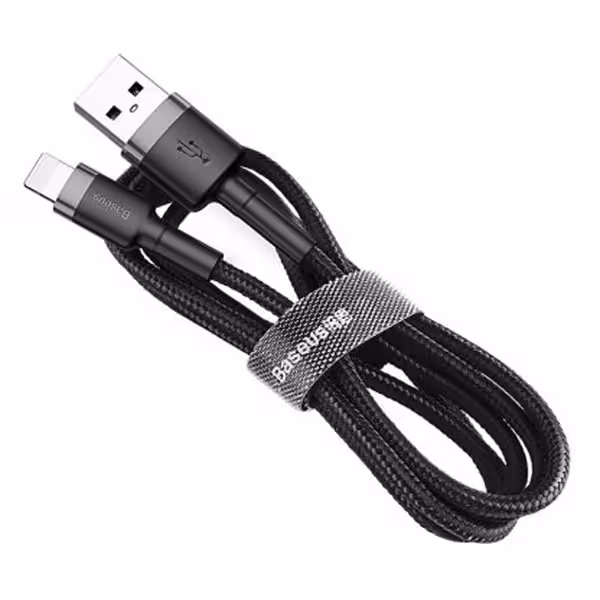 کابل USB به لایتنینگ باسئوس Baseus cafule Cable USB For lightning 2.4A 0.5M Gray Black