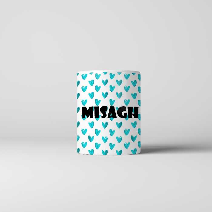 ماگ طرح اسم میثاق مدل قلب کد 1320