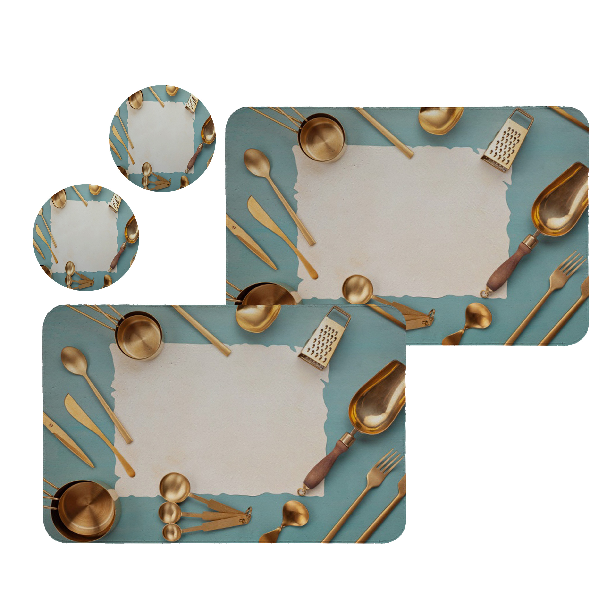 زیربشقابی طرح آشپزخانه کد 8252 مجموعه 2عددی به همراه زیرلیوانی