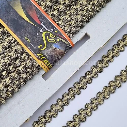 یراق نوار مارپیچ 15 سیاه قلم طلایی کد 114