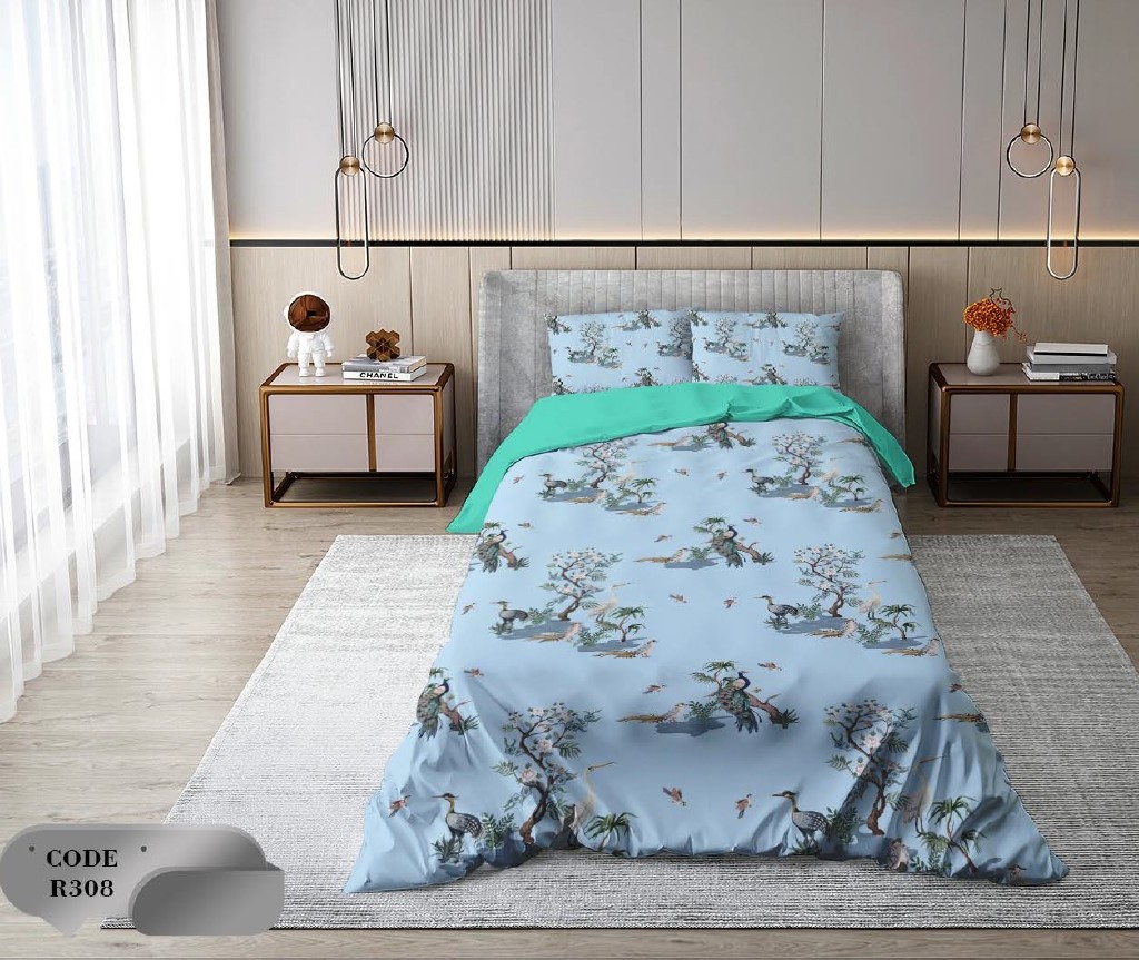 سرویس روتختی 1 نفره 4 تکه ابعاد 165 ×235 کشدار ضد حساسیت و عرق کد R308 | ست خواب و ست روتختی
