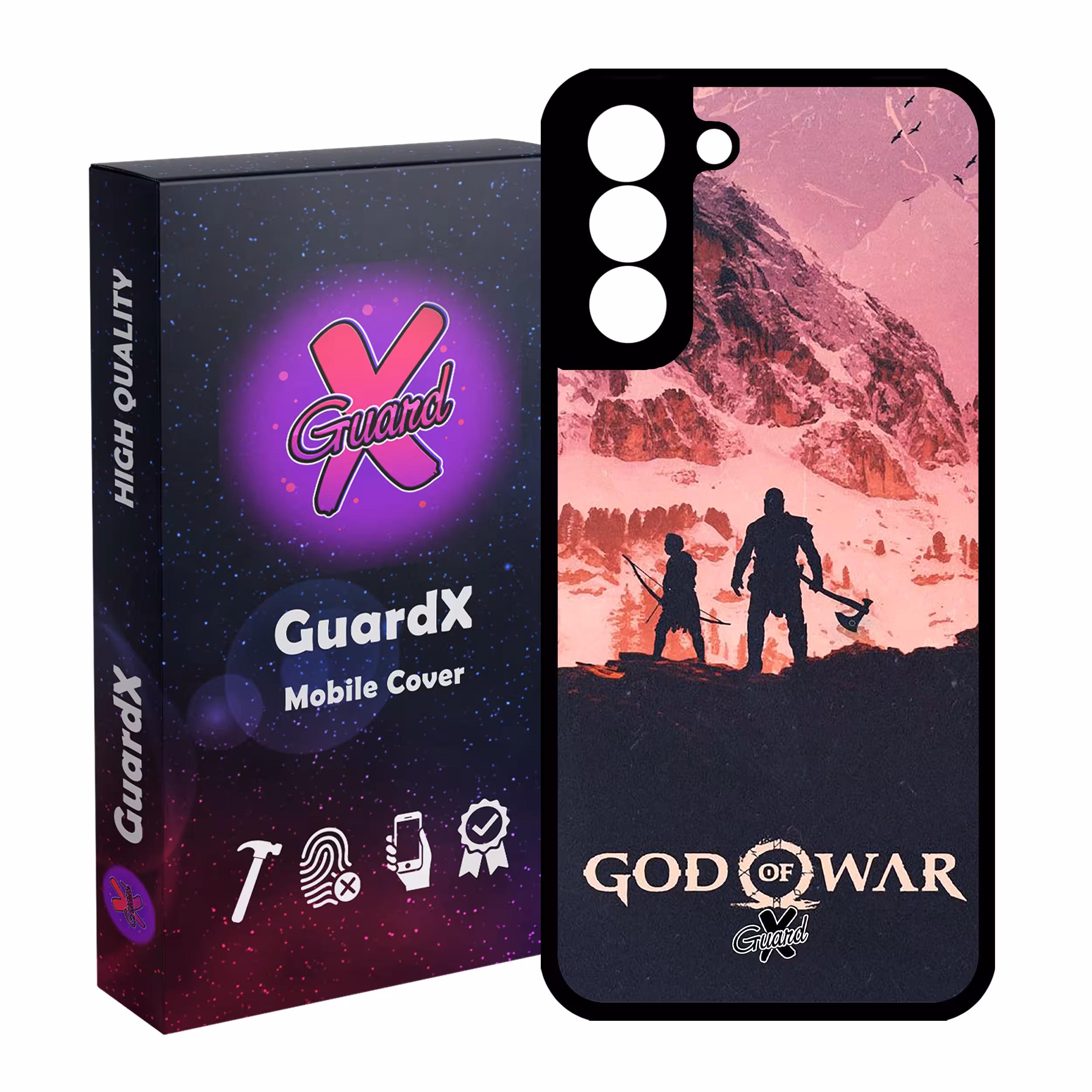 کاور گارد ایکس طرح God of War مدل Glass10075 مناسب برای گوشی موبایل سامسونگ Galaxy S21 FE