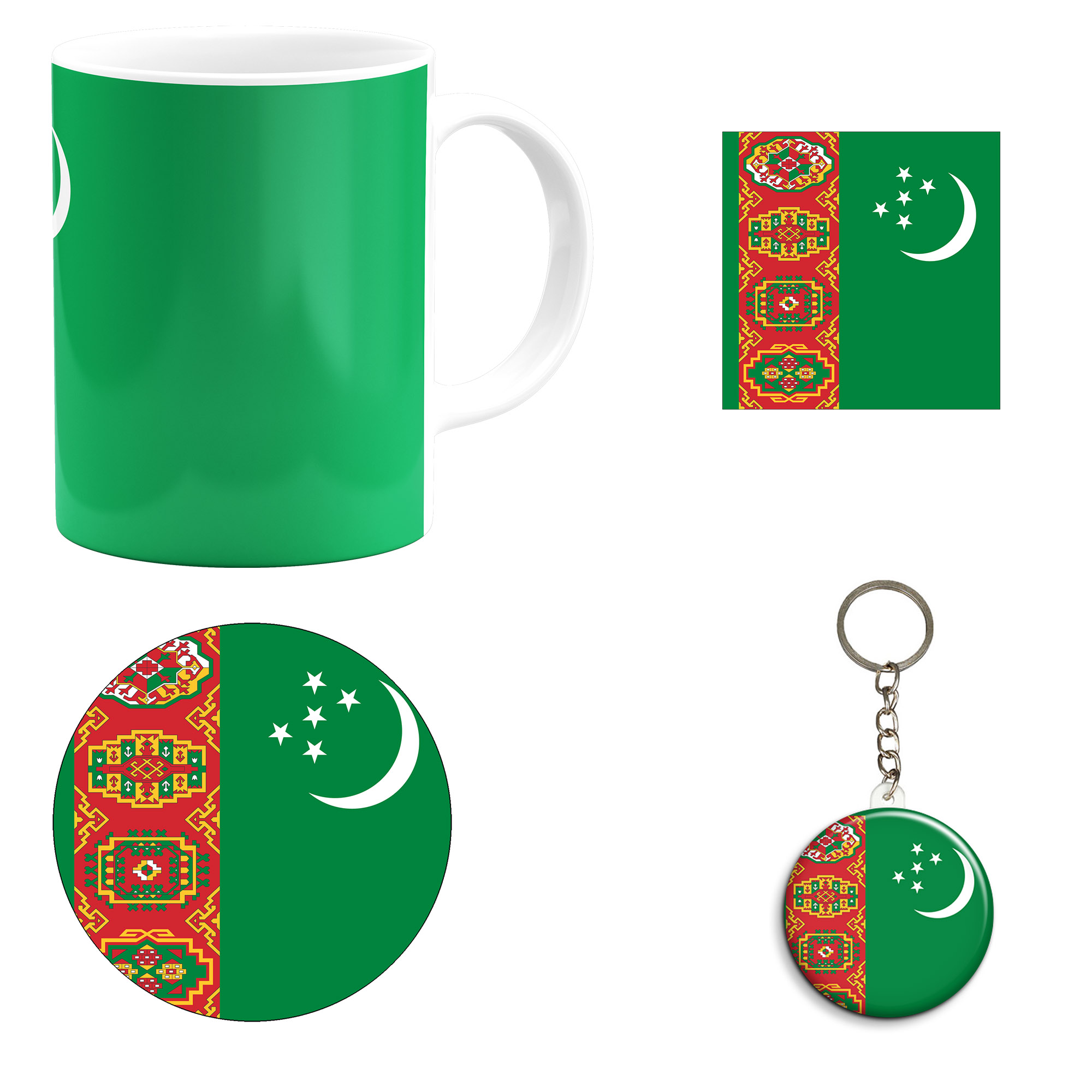 ست هدیه ماگ طرح پرچم ترکمنستان مدل Turkmenistan کد M1