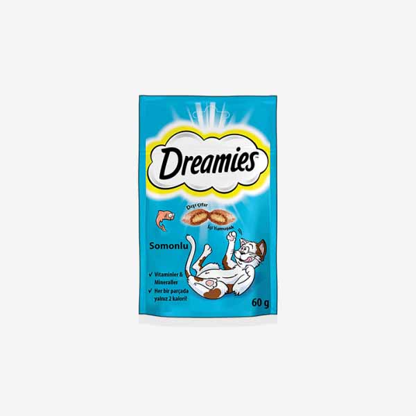 تشویقی مغزدار گربه Dreamies با طعم سالمون مناسب همه سنین و همه نژادها