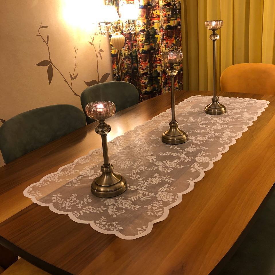 رانر پینک لند ترک ست با پرده مناسب برای میز ناهار خوری . هفت سین و...سایز 50در140ارسال رایگان