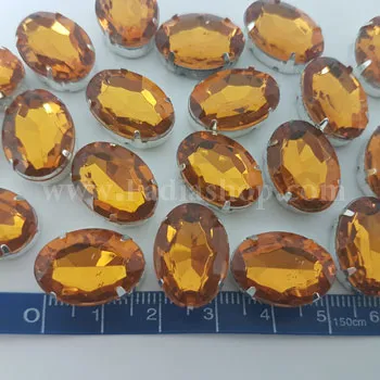 نگین پایه دار بیضی رنگی